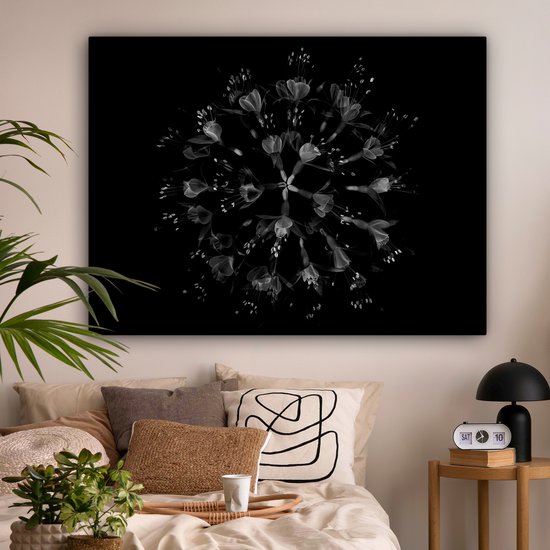 Tableau sur toile Fleurs - Oranje - Rose - Zwart - 160x120 cm - Décoration murale XXL