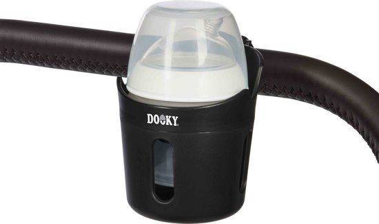 Dooky 2 in 1 Universele Beker en Telefoonhouder - Voor kinderwagen en Buggy - Zwart - 360 graden draaibaar ontwerp van Dooky — afbeelding 2