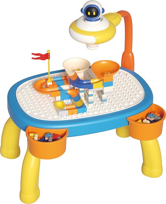 Multifunctionele kinderactiviteiten tafel - met projectie - bouwstenen - schildergereedschap - watertafel zandtafel - geschikt om te spelen, schilderen en leren 36*42*55CM - Feestdagen cadeau