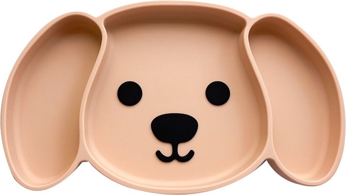 LITTLE-BUNNY silicone baby bordje met zuignap - hond perzik - babybord - kinderbord - kinderservies