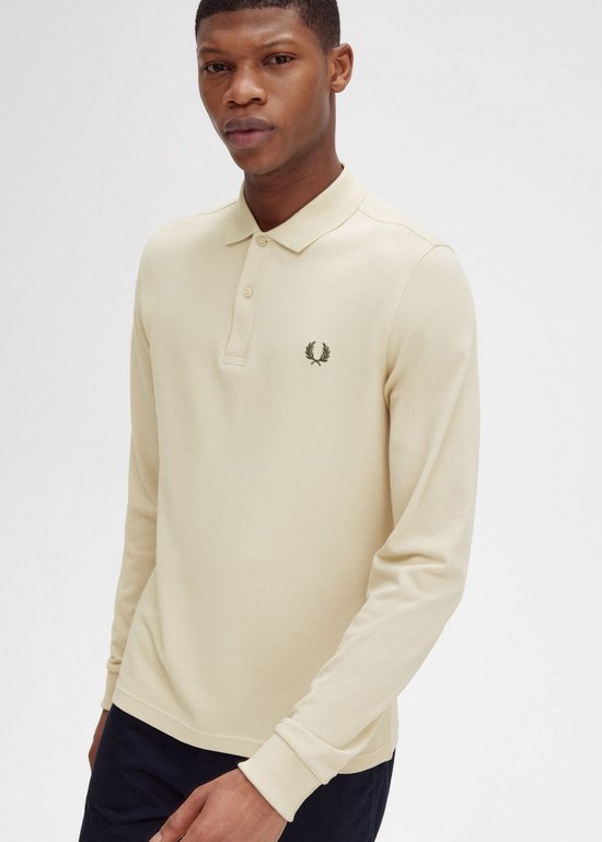 Fred Perry LS plain fred perry shirt - oatmeal