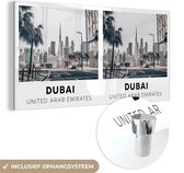 MuchoWow® Glasschilderij 120x60 cm - Schilderij acrylglas - Dubai - Weg - Skyline - Foto op glas - Schilderijen