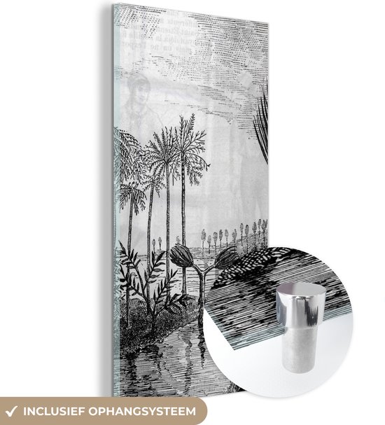 MuchoWow® Glasschilderij 20x40 cm - Schilderij acrylglas - Design - Jungle - Water - Foto op glas - Schilderijen