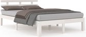 vidaXL - Bedframe - massief - hout - wit - 140x200 - cm