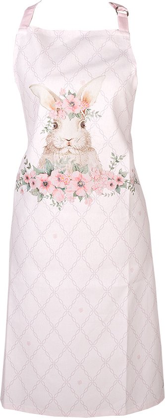 Clayre & Eef Tablier de cuisine 70x85 cm Rose Coton Lapin