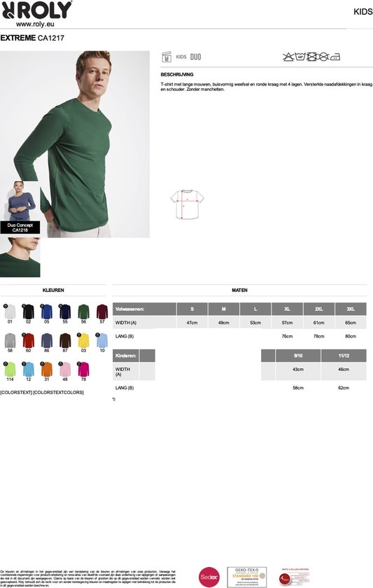 3 Pack Wit Effen t-shirt lange mouwen model Extreme merk Roly maat 3XL