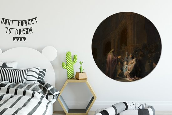 Chant de louange de Siméon - Peinture de Rembrandt van Rijn assiette en plastique cercle mural ⌀ 120 cm
