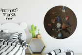 WallCircle - Muurstickers - Behangcirkel - Bloemen in een Wan-Li vaas en schelpen - Schilderij van Balthasar van der Ast - ⌀ 120 cm - Muurcirkel - Zelfklevend - Ronde Behangsticker XXL