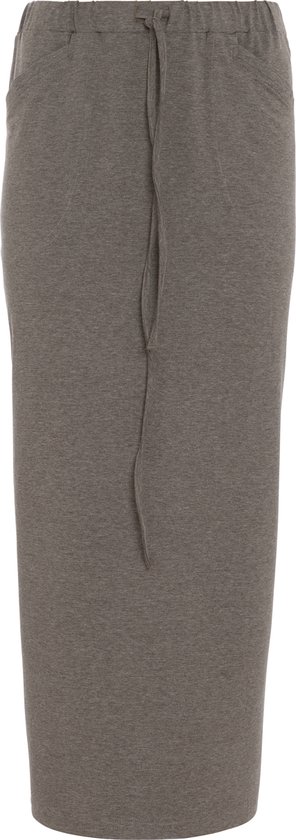 Knit Factory Lily Rok - Dames rok - Midi-rok - Rechte rok - Kokerrok - Met steekzakken - Reikend tot kuithoogte - Taupe - S