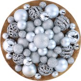 Giftsome Zilveren Kerstballen Set - 101 Kunststof Kerstballen - Incl. Zilveren Piek - Kerst Decoratie - 3/4/6 cm