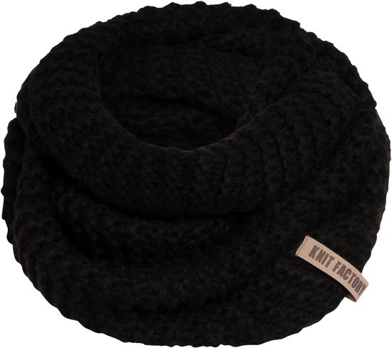 Knit Factory Alex Gebreide Colsjaal Dames & Heren - Nekwarmer - Ronde Sjaal - Zwart - Knit Factory