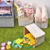 Set van 3 inklapbare opbergmanden, canvas stof tweed opbergorganizer, kubusbak met handgrepen voor kwekerij, planken, kleding, kinderen, speelgoed