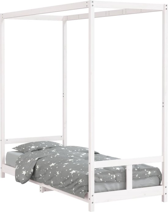 vidaXL - Kinderbedframe - 80x200 - cm - massief - grenenhout - wit