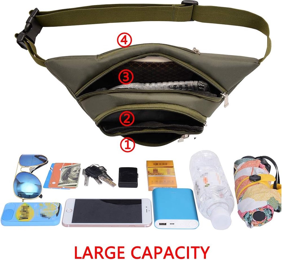 MLPKOI waterdichte tas, 3 stuks, heuptas met verstelbare riem, voor
