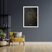 Poster Apeldoorn Plattegrond Zwart Geel Rechthoek Verticaal Met Lijst M (30 X 40 CM) - Witte Lijst - Wanddecoratie - Posters