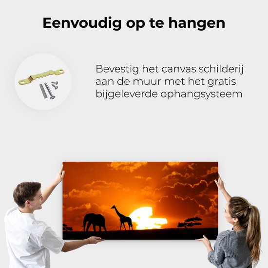 Artaza Peinture sur toile Animaux africains au coucher du soleil – 120 x 60 – Groot – Photo sur toile – Impression sur toile
