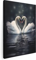 Artaza Canvas Schilderij Twee Zwanen - Liefde - 30x40 - Foto Op Canvas - Canvas Print