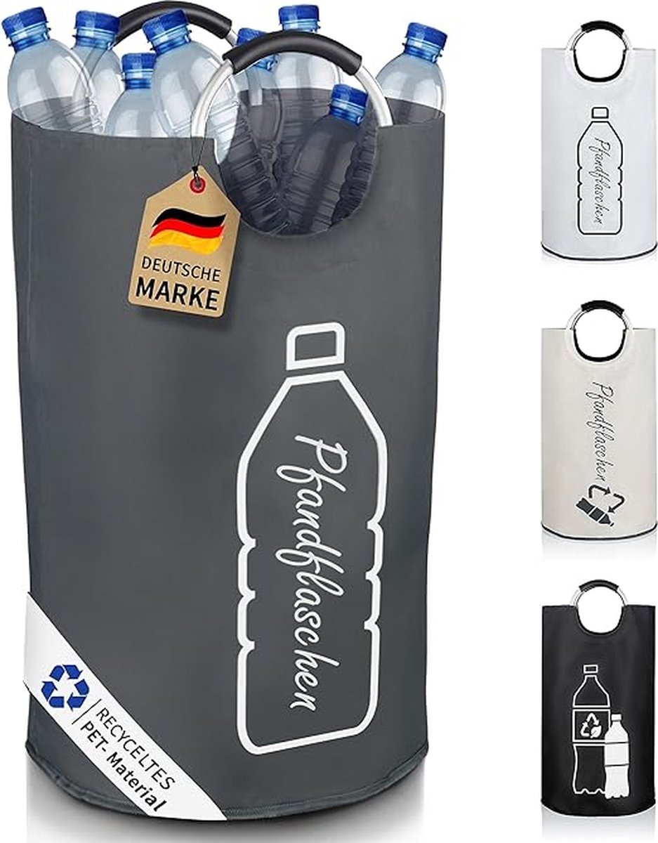 Jaxguom Récipient De Collecte De Bouteilles Consignées - 100 L - Avec Couvercle Et 2 Sacs De Transport - Récipient De Rangement Pour Produits Vides Et Verre Usé - Robuste - Pour