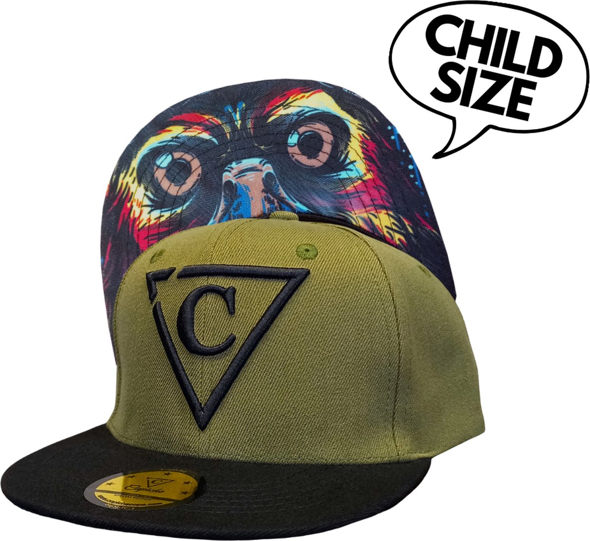 Capiche® Snapback Kinder Pet – Mighty Eagle – Groen & Zwart – Verstelbaar met Druksluiting – Sportcap – Baseball Cap – Kindermaat
