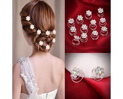 Jumada's - Haar Bloemetjes Kristallen - 6 stuks voor Gala & Bruiloft Haarmode: Haarclip, Haarschuifjes, Crystal Haarschuifje & Bruids Haar Styling Hulpstukken