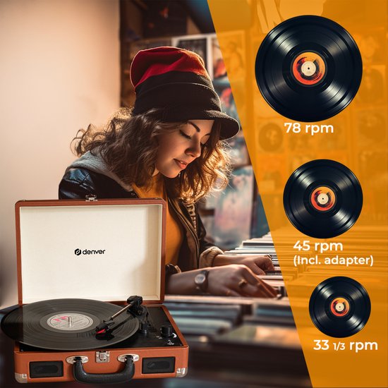 Denver Platenspeler - Ingebouwde Speakers - Incl. PC Software - Auto-stop - Retro - VPL120 - Bruin — afbeelding 4