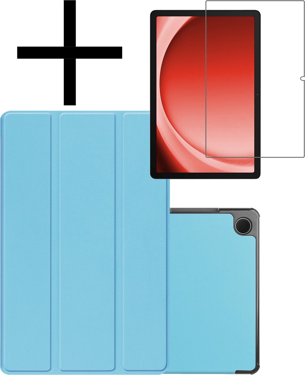 Hoesje Geschikt voor Samsung Galaxy Tab A9 Plus Hoesje Case Hard Cover Hoes Book Case Met Screenprotector - Lichtblauw
