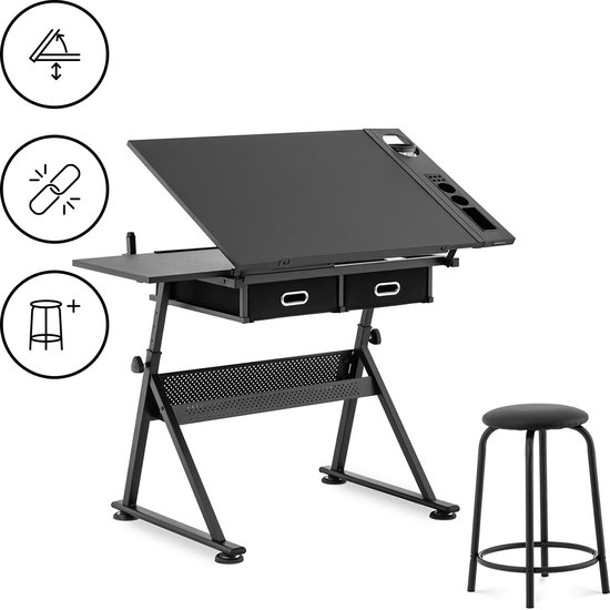 Fromm & Starck Tekentafel - 115 x 60 cm - kantelbaar en in hoogte verstelbaar - met kruk