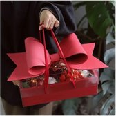 Luxueuze geschenkdoos - Grote Rode Strik - Met elegante linthandvat
