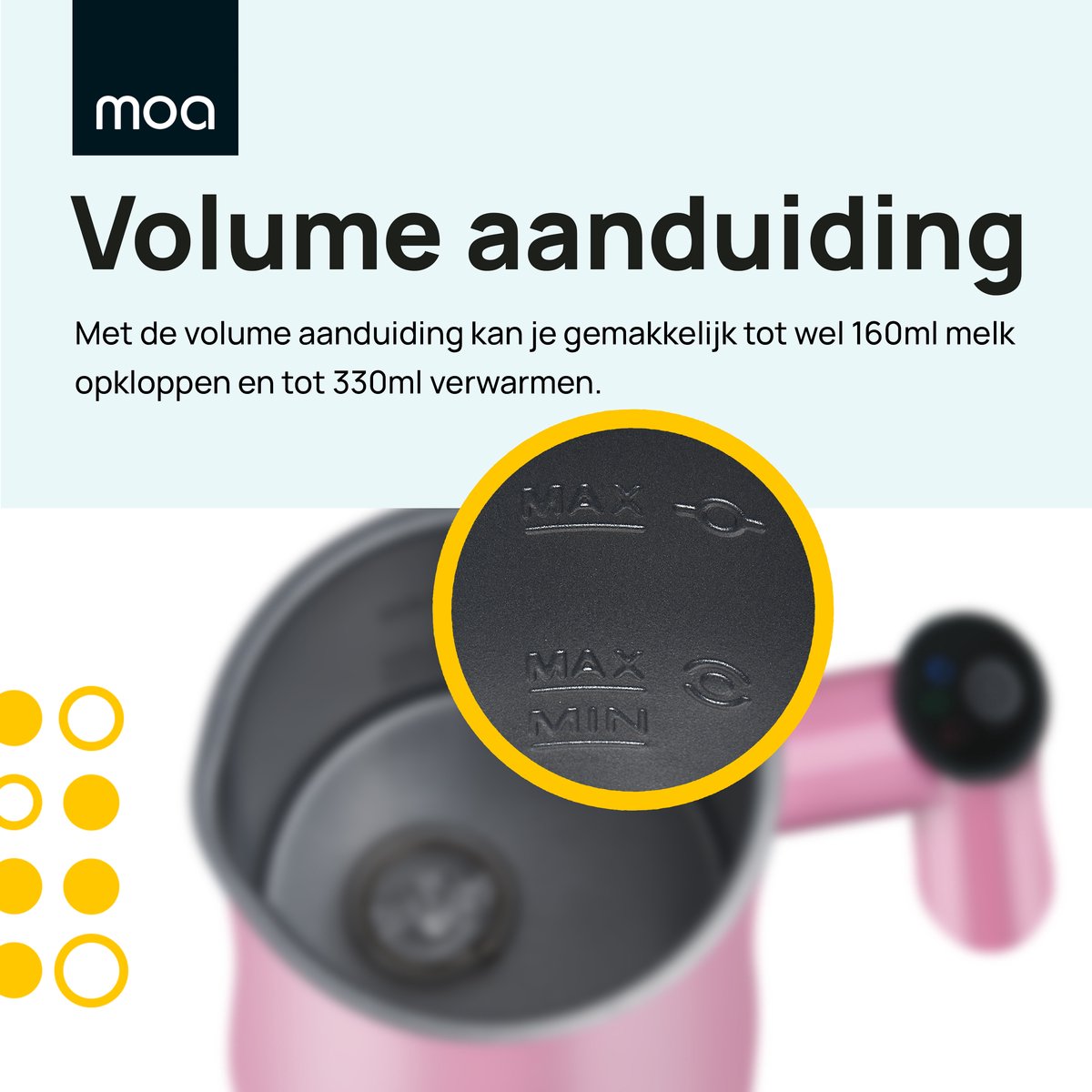 MOA Elektrische Melkopschuimer - 3-in-1 - Handige Melkschuimer - 330 ML - Voor Cappuccino - Melkklopper - Roze — cadeau in Kookcadeaus - foto 4