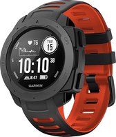 Strap-it Siliconen sport smartwatch bandje met gespsluiting - geschikt voor Garmin Instinct 1 / Garmin Instinct 2 - zwart/rood