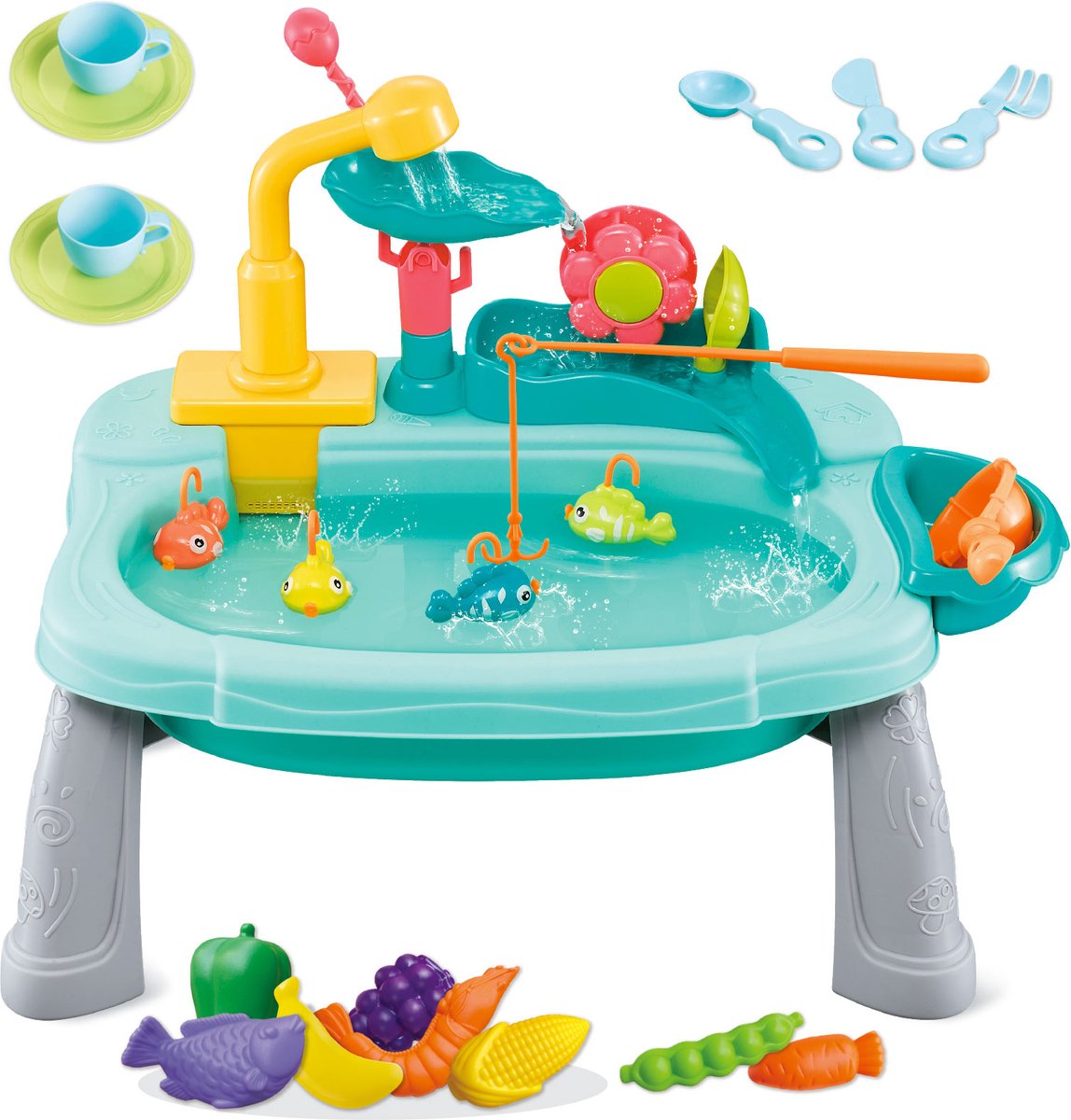 DOLU Kinderen 3-in-1 zand- en waterput met tekentafel buitenspeelgoed tuin multifunctioneel speelstation bureau kleuren - blauw DOLU Kinderen 3-in-1 zand- en waterput met tekentafel buitenspeelgoed tuin multifunctioneel speelstation bureau kleuren - blauw
