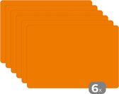 Placemat - Placemats kunststof - 45x30 cm - Oranje - Seizoenen - Herfst - Kleur - 6 stuks - Borden onderleggers antislip - Tafel decoratie - Luxe tafelversiering - Tafelmat vinyl - Bord onderlegger - Tafeldecoratie accessoires