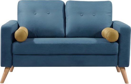 Canapé 2 places en tissu TATUM - Blauw L 130 cm x H 83 cm x P 81 cm | bol