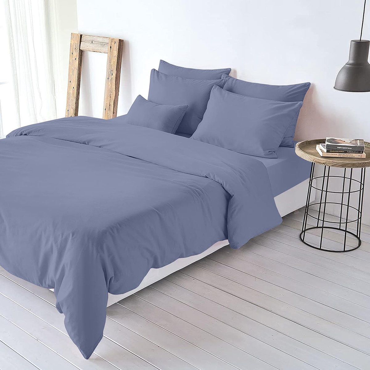 Unyqoos 100% biologisch katoen, mako-satijnen beddengoed, dekbedovertrek 135 x 200 cm, 140 x 200, 155 x 220, beddengoedsets zijdebeddengoed, zijden bed blauw
