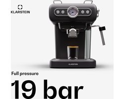 Klarstein Espresso Portafilter Machine met Melkopschuimer - 1 -2 L Retro Mini Espresso Machine met Portafilter - 950 W Klein Koffiezetapparaat - Roestvrij Staal Koffiezetapparaat voor Cappuccino - Zwart