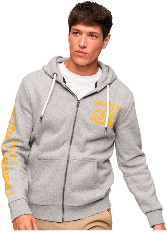 Superdry Athletic Coll Graphic Sweatshirt Met Volledige Rits Grijs XL Man