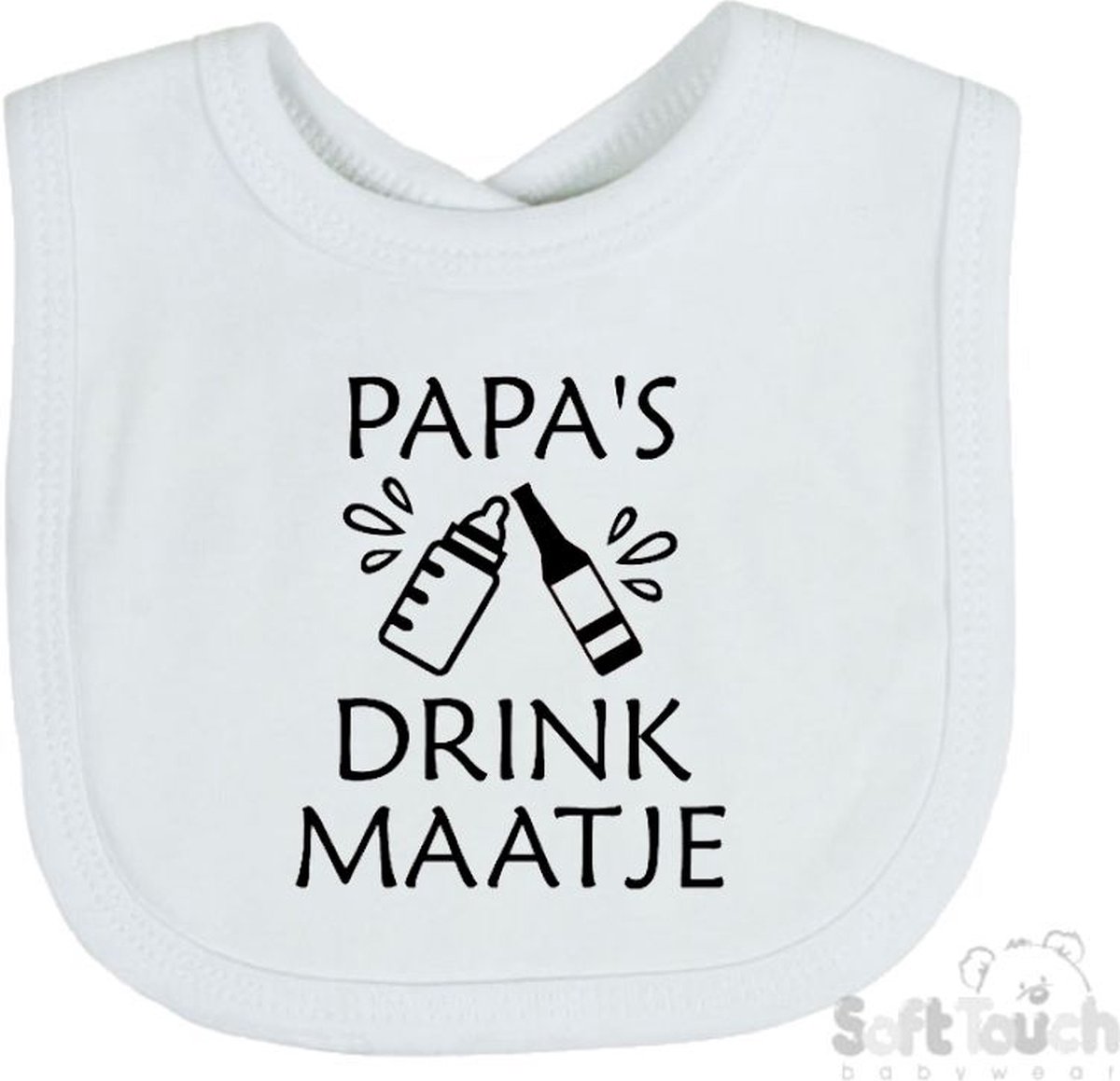 Goedkoopste Soft Touch Slabber Slabbetje Slab Papa's drink maatje Vaderdag Unisex Katoen Wit/zwart Maat 33x22 Cm