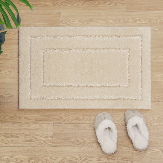 Badmat Tapis de toilette Crème Antidérapant Lavable Absorbant l'eau - 50x80 CM