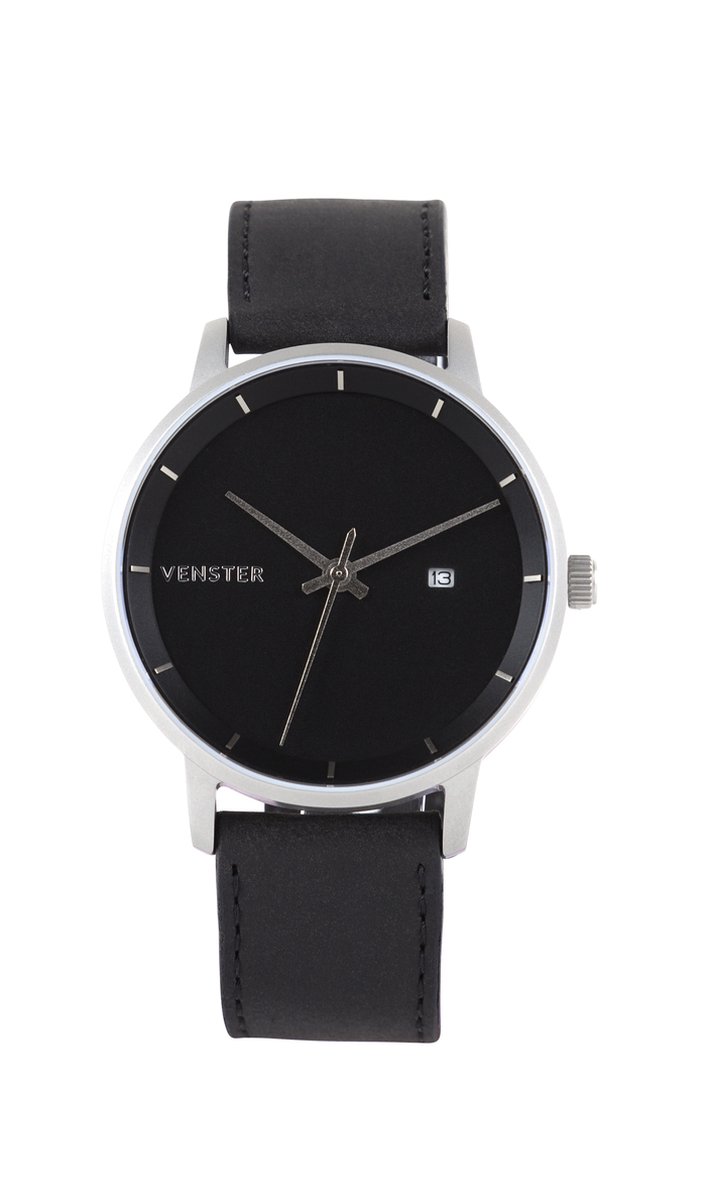 Venster Watches - Minimalistisch Horloge - Heren - Ontworpen in Amsterdam - Zwart-Zwart - Inclusief geschenkverpakking