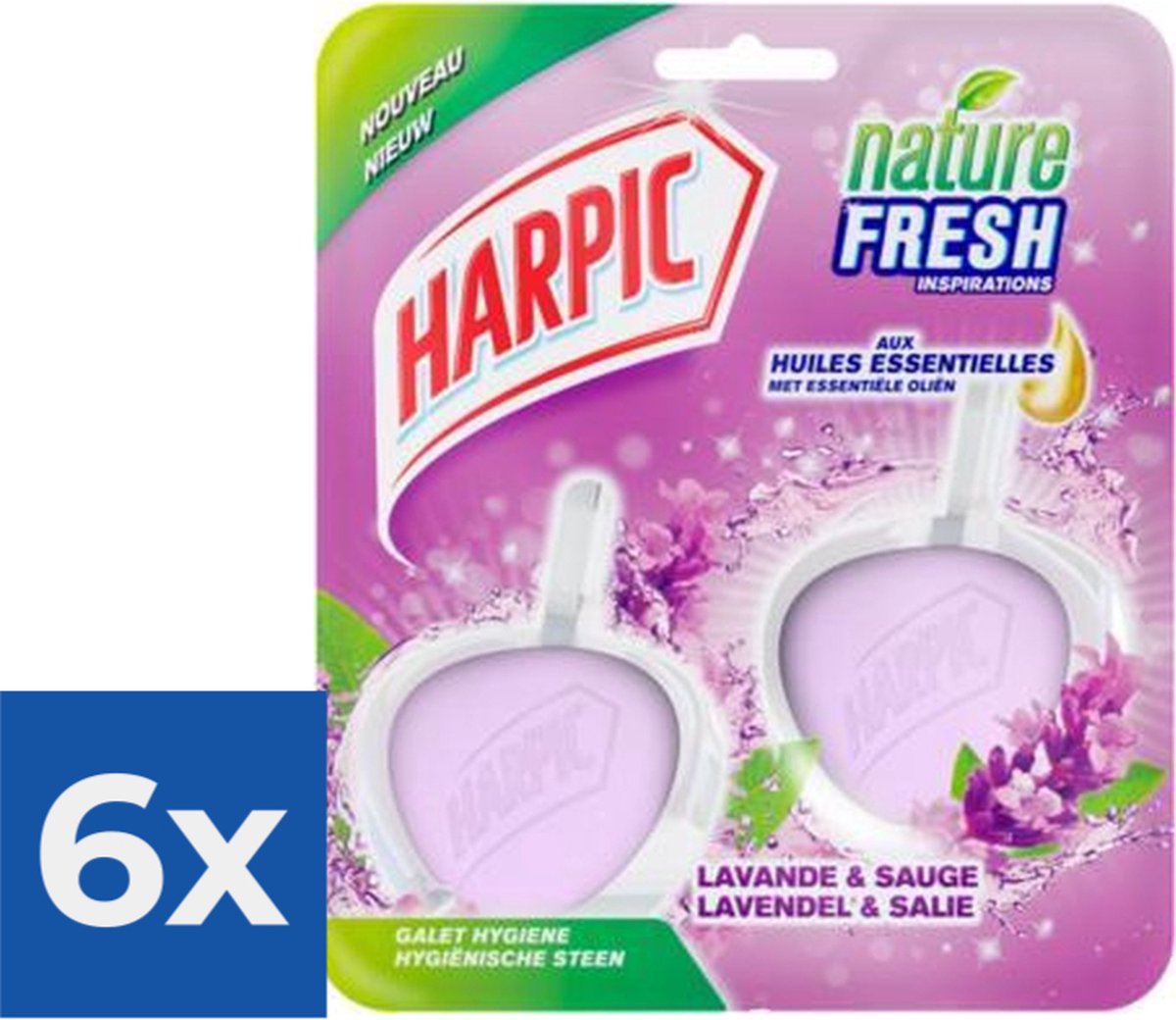 Harpic Toiletreiniger wc-blok Nature Fresh Lavendel & Salie 2 x 40 gr - Voordeelverpakking 6 stuks