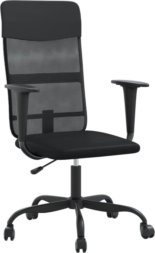 vidaXL - Kantoorstoel - verstelbare - hoogte - mesh - en - kunstleer - zwart