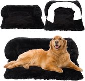 Hondendeken voor Bank– 100 cm - Hondenkleed Fluffy – Pluche Hondenbed - Hondenmand Premium - Volledig Afritsbaar - Zwart