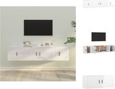 vidaXL Televisiekastenset hoogglans wit - TV-meubel 100 x 34.5 x 40 cm - 2x TV-meubel 40 x 34.5 x 40 cm - Bewerkt hout - Kast
