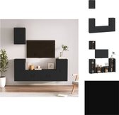 vidaXL TV-meubelset - Klassiek - Zwart - 57x34.5x40cm - 40x34.5x80cm - 40x34.5x60cm - Kast