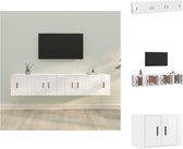 vidaXL TV-meubel set - Klassiek - praktisch en trendy design - Hoogglans wit - Gemaakt van bewerkt hout - Voldoende opbergruimte - Kast
