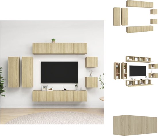 vidaXL TV-meubelset Sonoma Eiken - Muurbevestiging - 2x 30.5x30x30cm + 2x 30.5x30x90cm + 4x 80x30x30cm - Kast