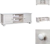 vidaXL - TV-meubel - Hout - 115 x 29 x 40 cm - Grenenhout - Witte wasafwerking - Kast