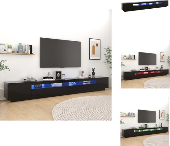 vidaXL TV-meubel - LED-verlichting - Hifi-kast - RGB - zwart - 300 x 35 x 40 cm - USB-aansluiting - Kast