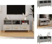 vidaXL TV-meubel - Betongrijs - 102 x 36 x 50 cm - Bewerkt hout en massief eucalyptushout - Kast
