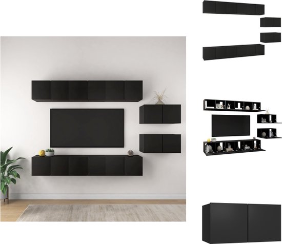 vidaXL Hangende tv-kastenset - spaanplaat - 60x30x30 cm - zwart - Kast